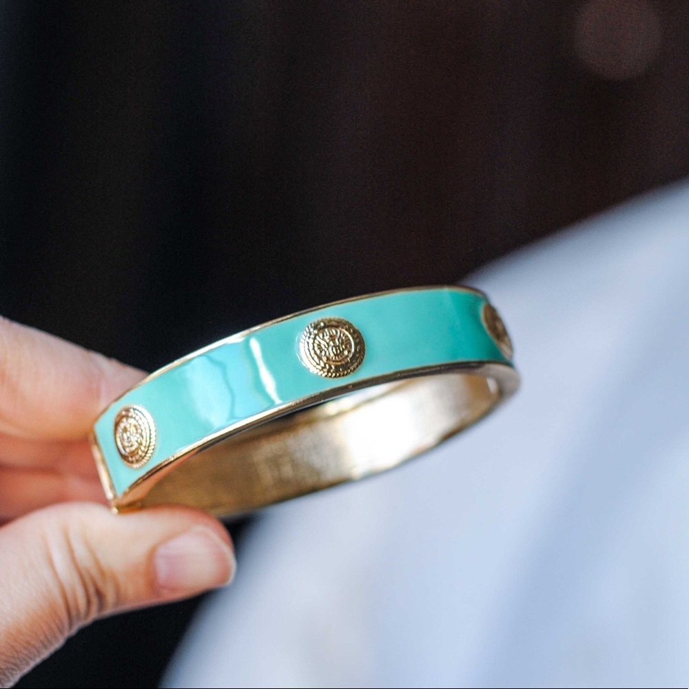 Tiffany blue + Gold enamel bracelet